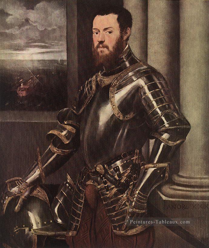 Homme en armure italien Renaissance Tintoretto Peintures à l'huile